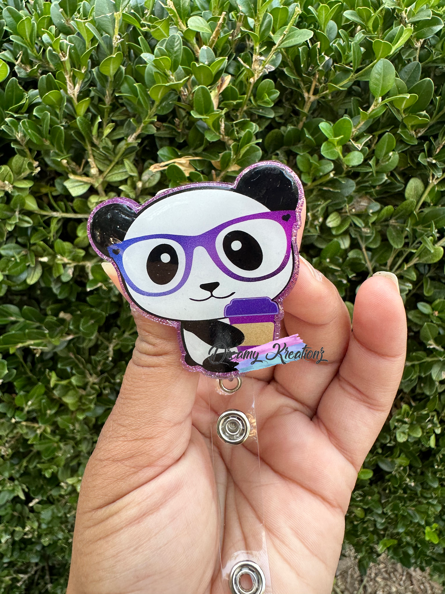 Coffee panda badge reel