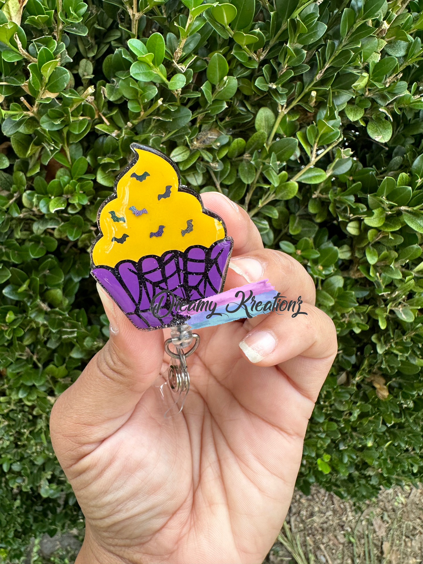 Spooky cupcake badge reel