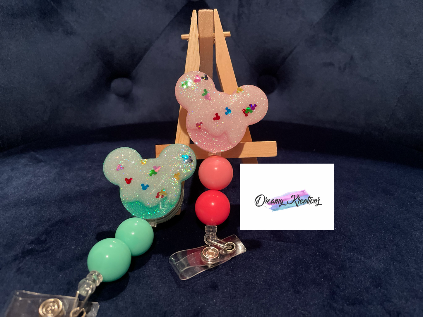Ice cream drip beaded badge reel