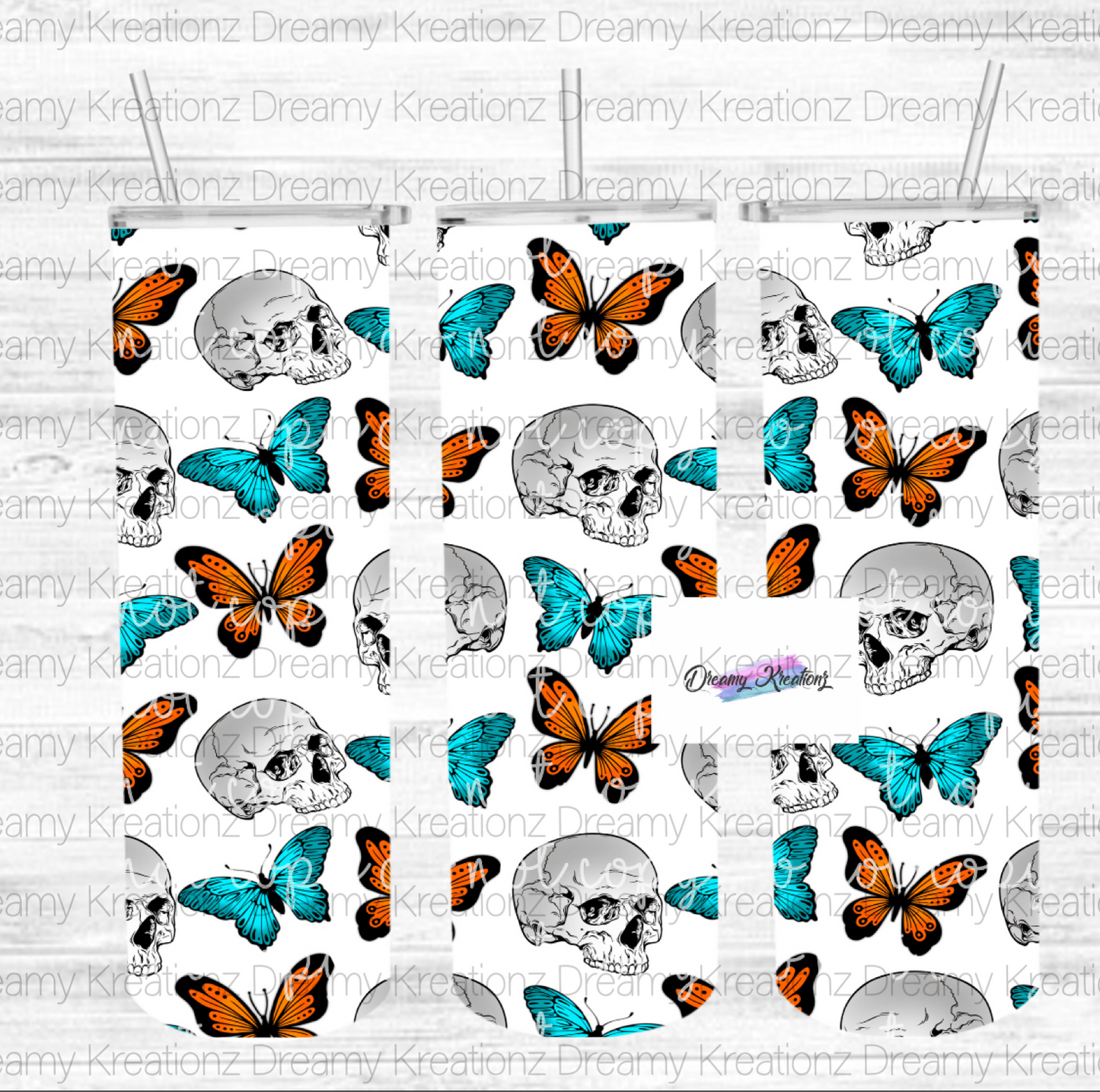 Butterflies and Skellies tumbler