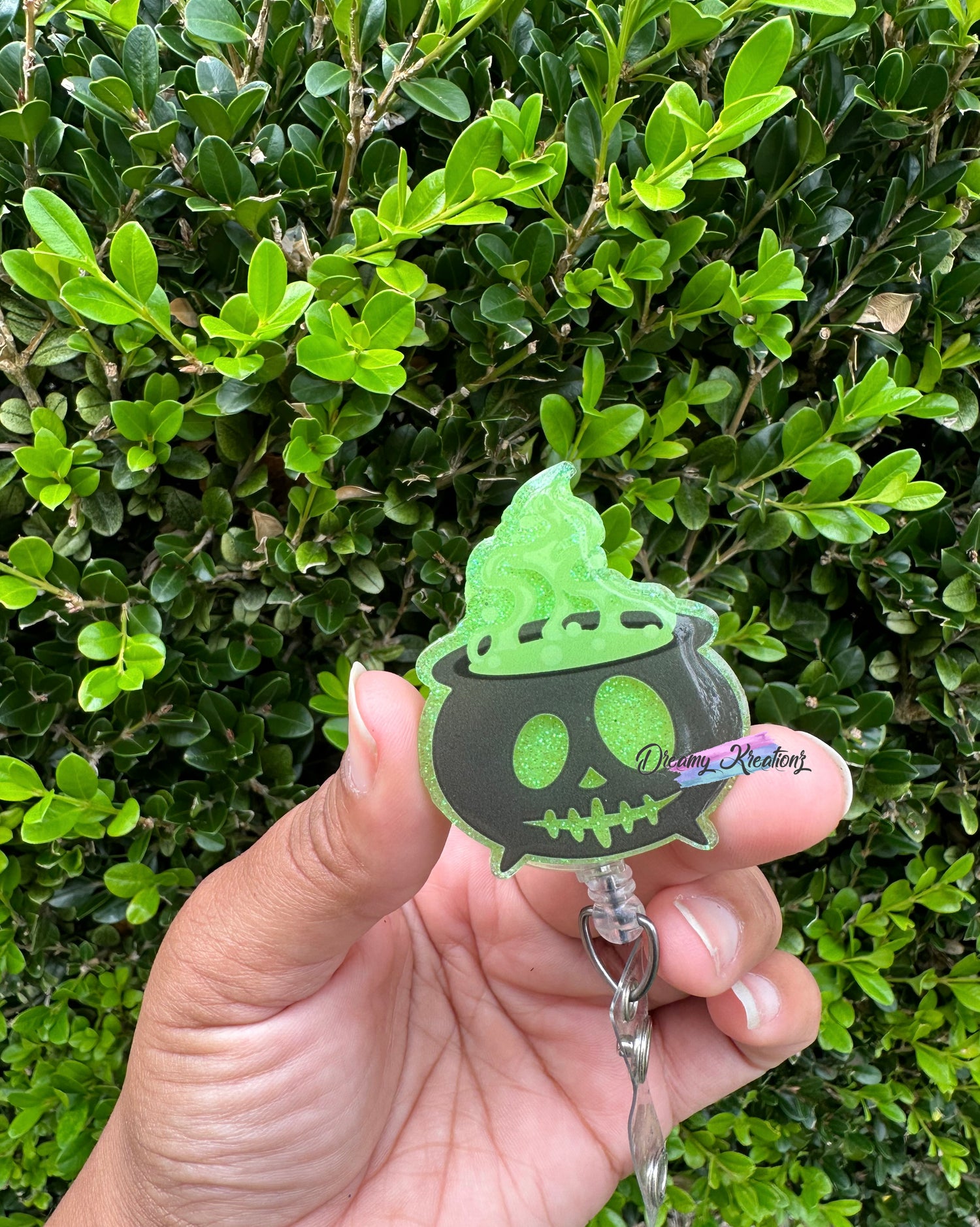 Spooky Cauldron Badge Reel (Glow in The Dark) Custom